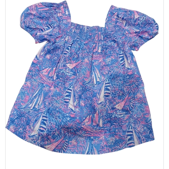 Lily Pulitzer Blue and Pink Sailboat Print Top - Picture 1 of 5